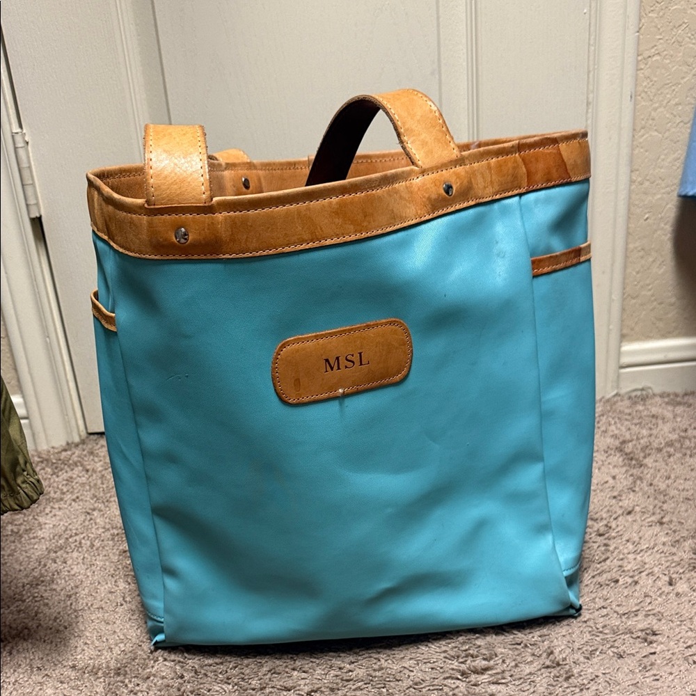 Jon Hart Design Blue and Tan Travel Bag